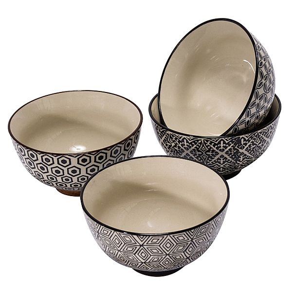 BELACONA Keramik-Schalen Set, 4-tlg. Negro Natur/Schwarz
