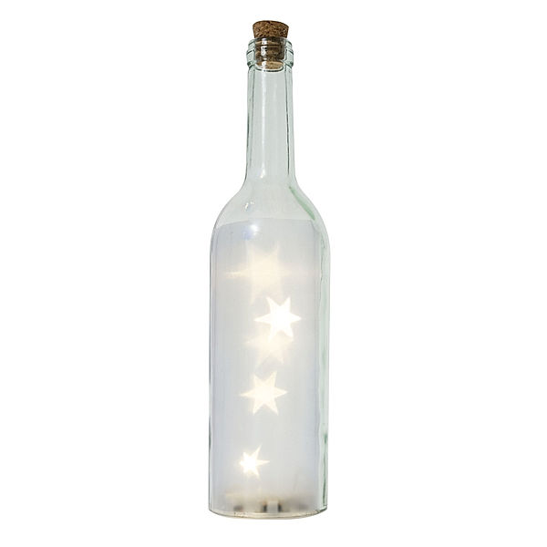 Beleuchtete LED Flasche 3D Sterne Transparent