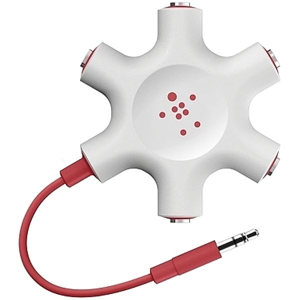 BELKIN Audio-Splitter ROCKSTAR, 3.5mm Klinke, 5in1, MIXit + 3.5mm Klinke-Kabel, 0.60m, Rot