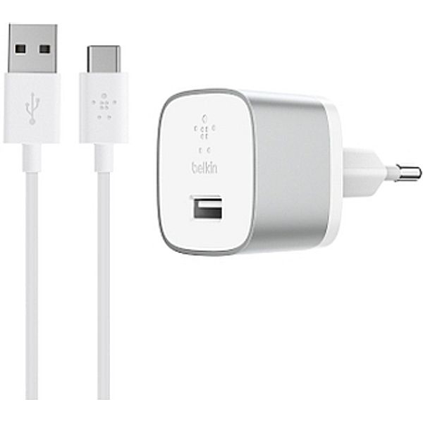 BELKIN BOOST UP Quick Charge 3.0 18W USB-C Home Charger, inkl. USB-C auf USB-A Kabel 1,2m, silber