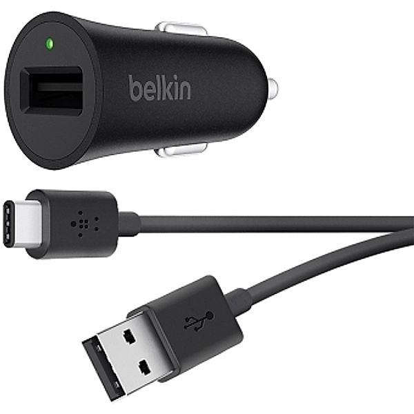 BELKIN BOOST UP Quick Charge 3.0 Kfz-Ladegerät, inkl. USB-C auf USB-A Kabel 1,2m, schwarz