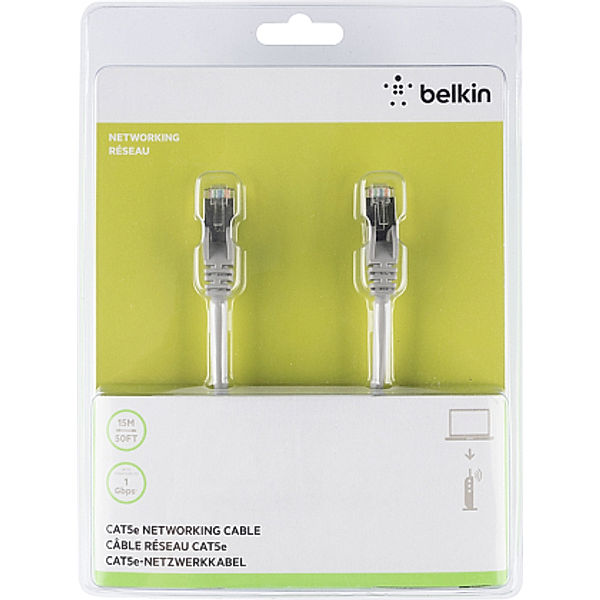 BELKIN CAT5e SNG-SHD Patchkabel, RJ45M, 15m, grau