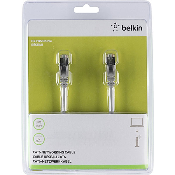 BELKIN CAT6 SNG-SHD Patchkabel, RJ45M, 15m, grau