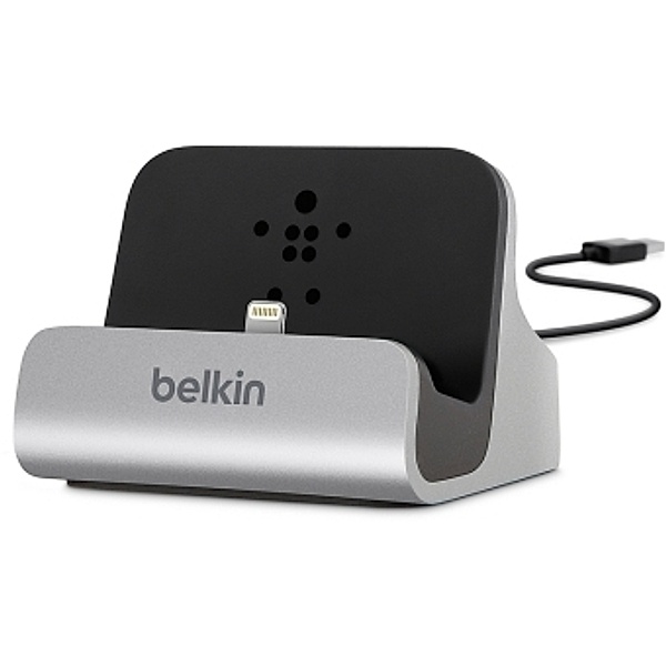 BELKIN Lightning-Dock, mit festem 1.20m USB-Kabel, Laden & Sync, 1.0A, MIXit, Silber