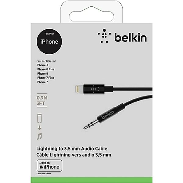 BELKIN MixIT Lightning auf 3,5mm AUX Kabel, 0.9 m, schwarz