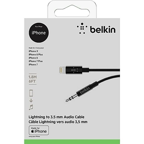 BELKIN MixIT Lightning auf 3,5mm AUX Kabel, 1.8 m, schwarz