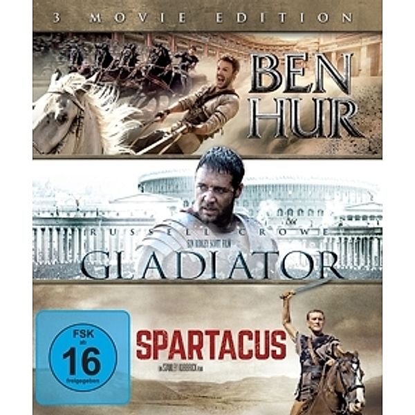 Ben Hur / Gladiator / Spartacus - 3 Movie Edition BLU-RAY Box, Keith R. Clarke, John Ridley David Franzoni, John Logan, William Nicholson Dalton Trumbo, Peter Ustinov, Calder Willingham