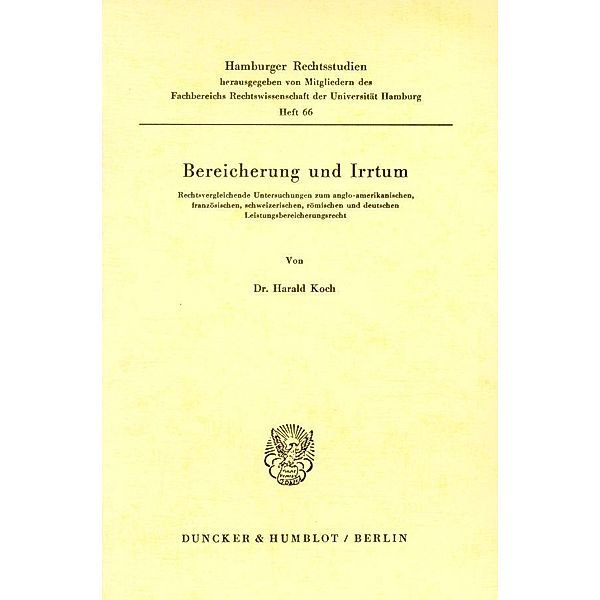 Bereicherung und Irrtum., Harald Koch