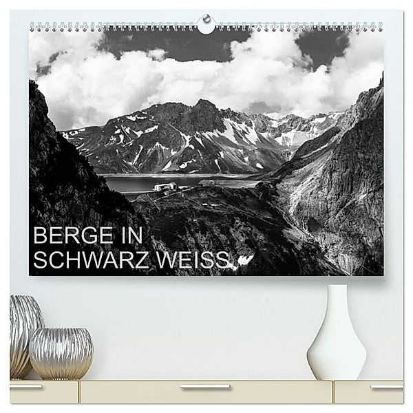 BERGE IN SCHWARZ WEISS (hochwertiger Premium Wandkalender 2024 DIN A2 quer), Kunstdruck in Hochglanz, Thomas Dzikowski