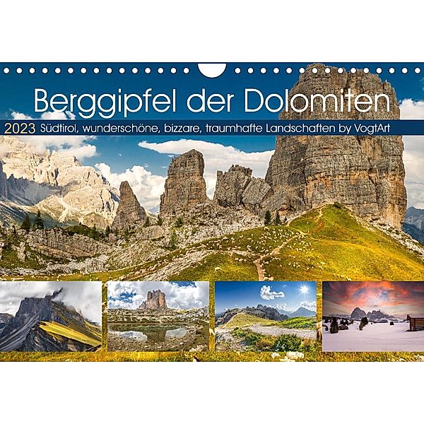 Berggipfel der DolomitenAT-Version  (Wandkalender 2023 DIN A4 quer), VogtArt