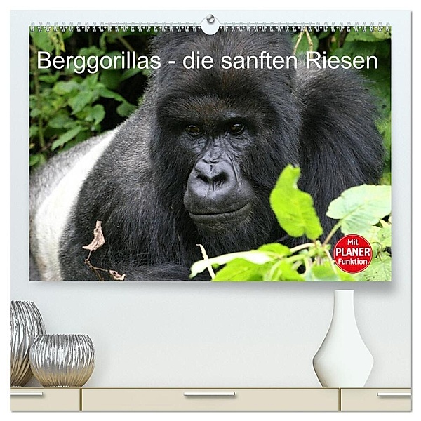 Berggorillas - die sanften Riesen (hochwertiger Premium Wandkalender 2024 DIN A2 quer), Kunstdruck in Hochglanz, Michael Herzog
