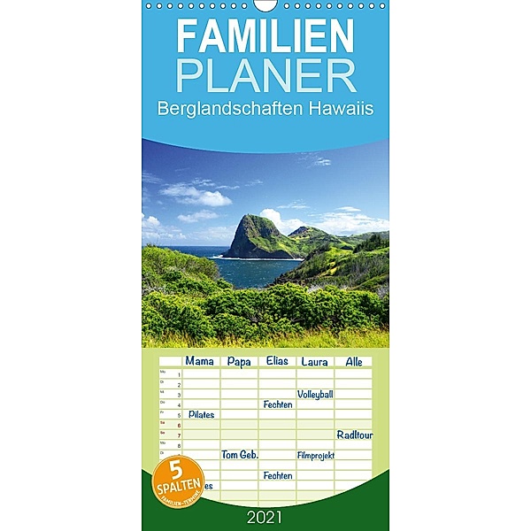 Berglandschaften Hawaiis - Familienplaner hoch (Wandkalender 2021 , 21 cm x 45 cm, hoch), Sylvia Seibl
