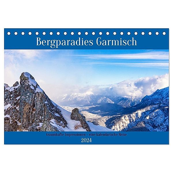 Bergparadies Garmisch - traumhafte Impressionen (Tischkalender 2024 DIN A5 quer), CALVENDO Monatskalender, Thomas Rosier (Videografic)