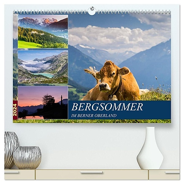 Bergsommer im Berner Oberland (hochwertiger Premium Wandkalender 2024 DIN A2 quer), Kunstdruck in Hochglanz, Enrico Caccia