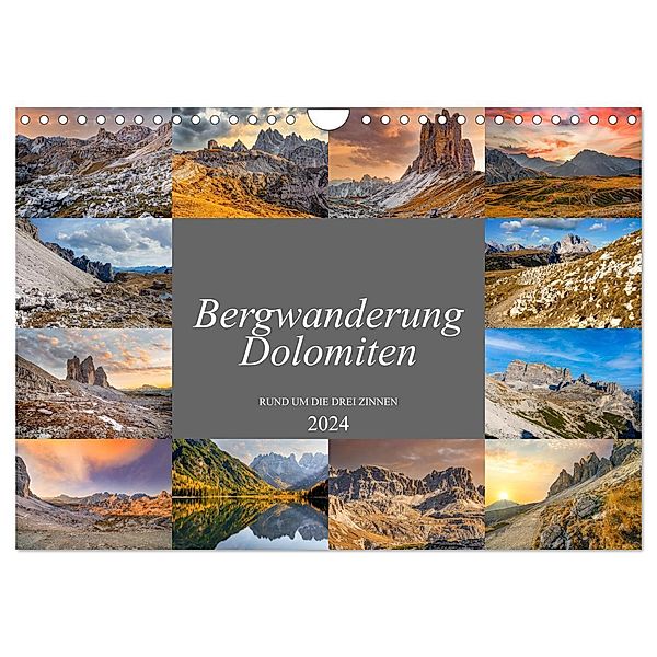 Bergwanderung Dolomiten rund um die Drei Zinnen (Wandkalender 2024 DIN A4 quer), CALVENDO Monatskalender, Dirk Meutzner