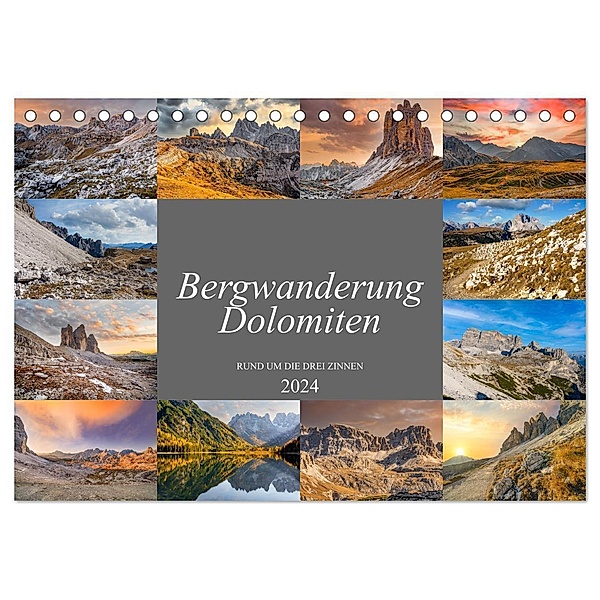 Bergwanderung Dolomiten rund um die Drei Zinnen (Tischkalender 2024 DIN A5 quer), CALVENDO Monatskalender, Dirk Meutzner