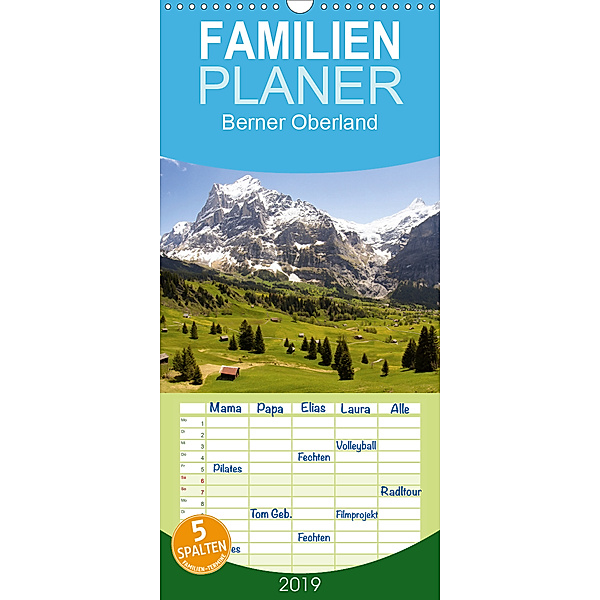 Berner Oberland - Familienplaner hoch (Wandkalender 2019 , 21 cm x 45 cm, hoch), Alexander Kulla