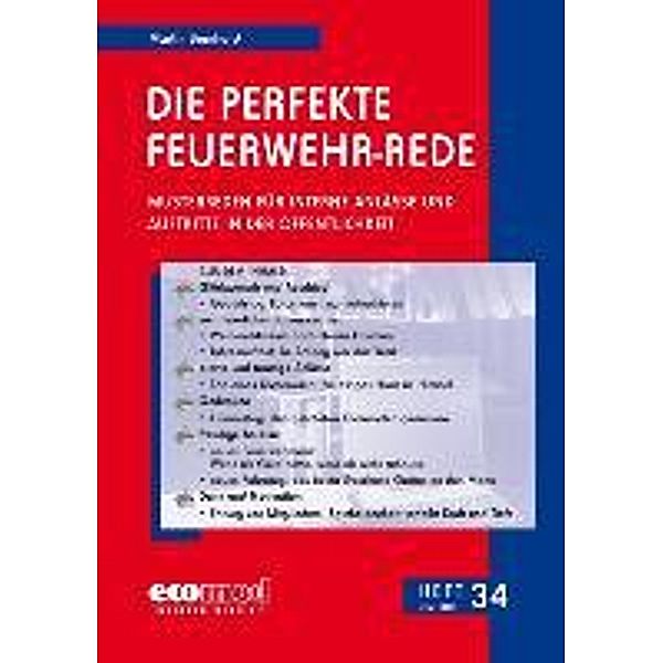 Bernhard, M: Die perfekte Feuerwehr-Rede Heft 34, Martin Bernhard