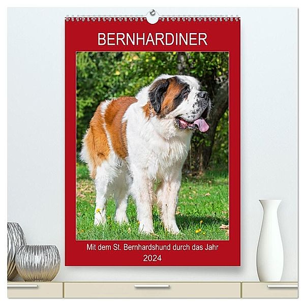 Bernhardiner - Mit dem St. Bernhardshund durch das Jahr (hochwertiger Premium Wandkalender 2024 DIN A2 hoch), Kunstdruck in Hochglanz, Sigrid Starick