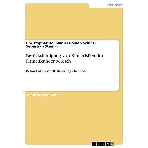 Berücksichtigung von Klimarisiken im Firmenkundenbereich, Christopher Roßmann, Roman Schins, Sebastian Stamm