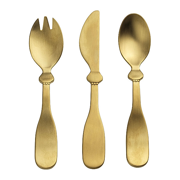 Elodie Details Besteck-Set DINNER 3-teilig aus Edelstahl in matt gold/messing