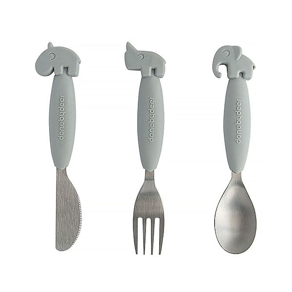 Done by Deer Besteck-Set YUMMYPLUS – EASY GRIP 3-teilig in grau