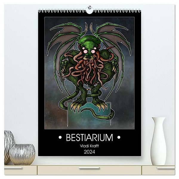 Bestiarium Vladi Krafft (hochwertiger Premium Wandkalender 2024 DIN A2 hoch), Kunstdruck in Hochglanz, Vladi Krafft