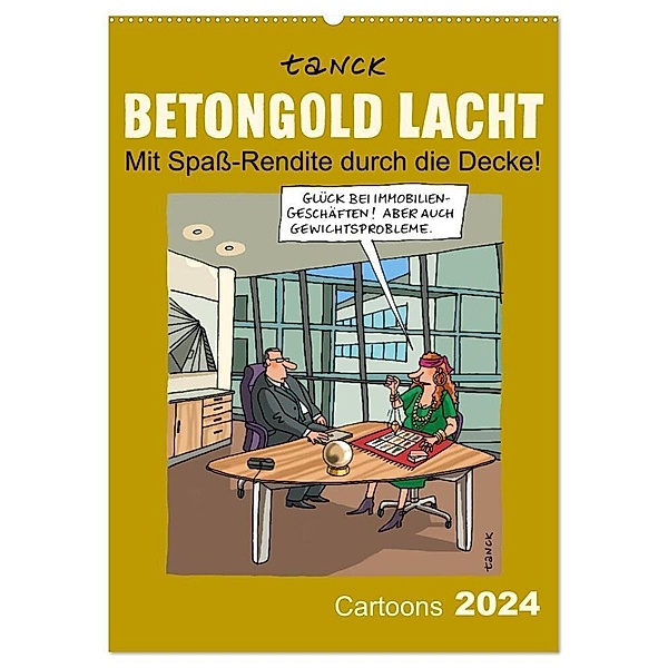 Betongold lacht - Cartoons (Wandkalender 2024 DIN A2 hoch), CALVENDO Monatskalender, Birgit Tanck