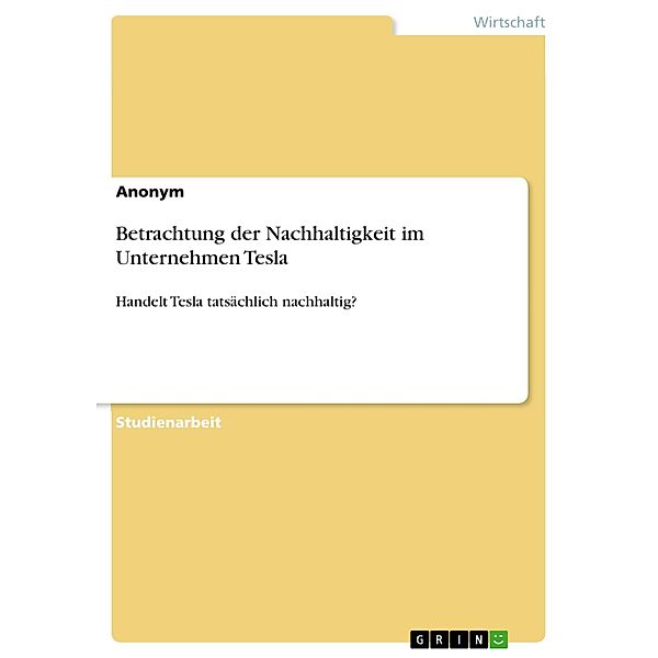 Betrachtung der Nachhaltigkeit im Unternehmen Tesla