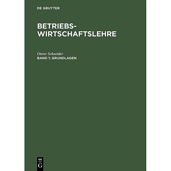 Betriebswirtschaftslehre / Band 1 / Grundlagen, Dieter Schneider