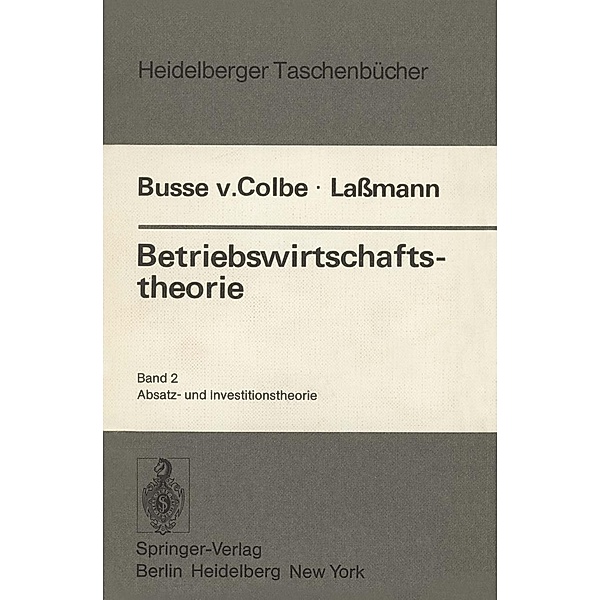 Betriebswirtschaftstheorie / Heidelberger Taschenbücher Bd.186, W. Busse von Colbe, G. Lassmann