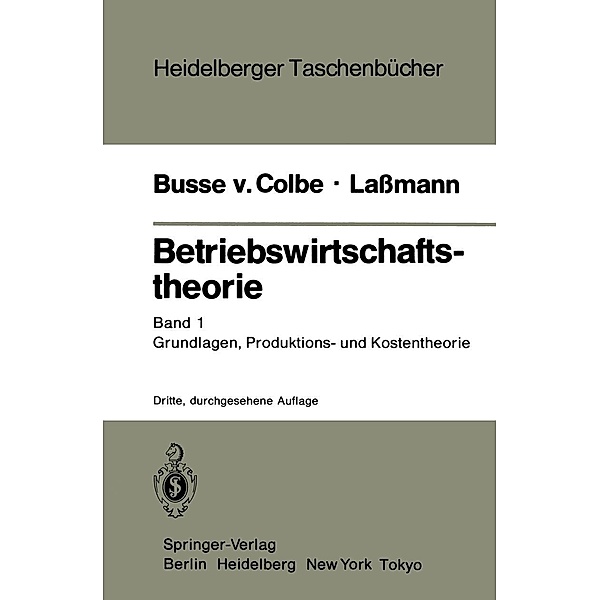 Betriebswirtschaftstheorie / Heidelberger Taschenbücher Bd.156, Walther Busse von Colbe, Gert Laßmann