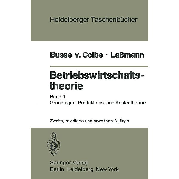 Betriebswirtschaftstheorie / Heidelberger Taschenbücher Bd.156, W. Busse von Colbe, G. Lassmann