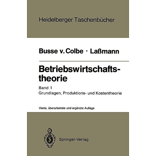 Betriebswirtschaftstheorie / Heidelberger Taschenbücher Bd.156, Walther Busse von Colbe, Gert Laßmann