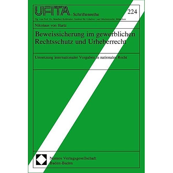 Beweissicherung im gewerblichen Rechtsschutz und Urheberrecht, Nikolaus von Hartz