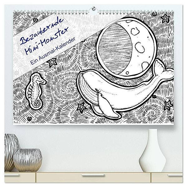 Bezaubernde Mini-Monster - Ein Ausmal-Kalender (hochwertiger Premium Wandkalender 2024 DIN A2 quer), Kunstdruck in Hochglanz, Benita Zabel