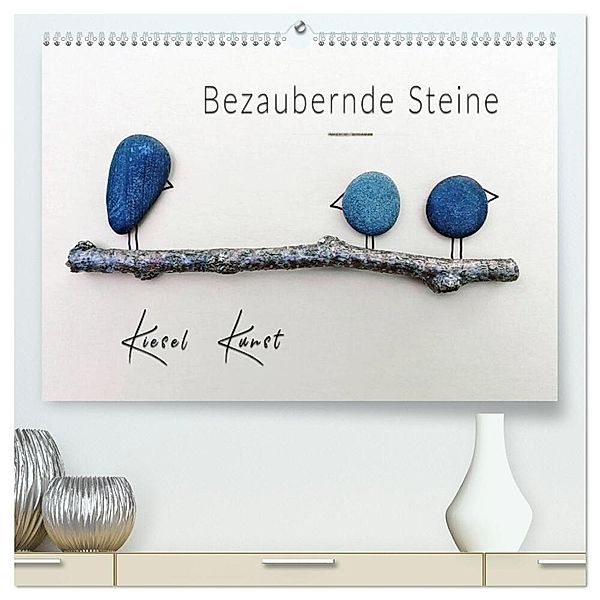 Bezaubernde Steine - Kieselkunst (hochwertiger Premium Wandkalender 2024 DIN A2 quer), Kunstdruck in Hochglanz, Peter Roder