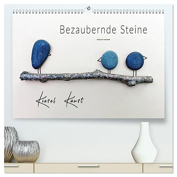 Bezaubernde Steine - Kieselkunst (hochwertiger Premium Wandkalender 2025 DIN A2 quer), Kunstdruck in Hochglanz, Calvendo, Peter Roder