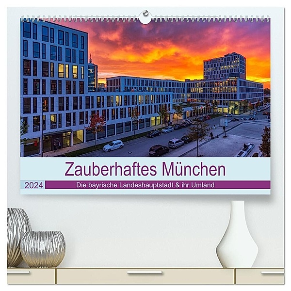 Bezauberndes München - Die bayrische Landeshauptstadt und ihr Umland. (hochwertiger Premium Wandkalender 2024 DIN A2 quer), Kunstdruck in Hochglanz, Stephan Kelle