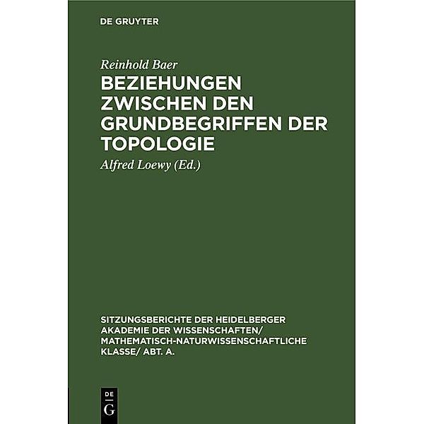 Beziehungen zwischen den Grundbegriffen der Topologie, Reinhold Baer