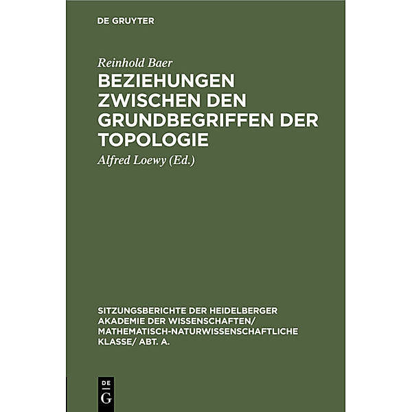Beziehungen zwischen den Grundbegriffen der Topologie, Reinhold Baer