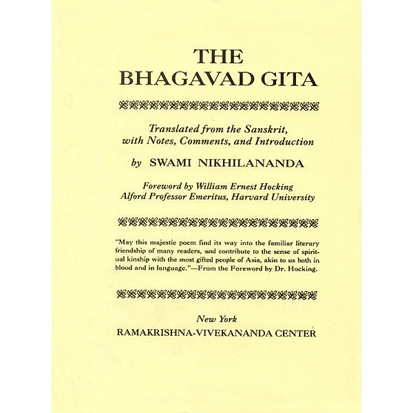 Bhagavad Gita, Swami Nikhilananda