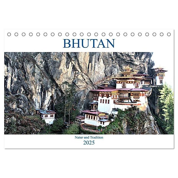 Bhutan - Natur und Tradition (Tischkalender 2025 DIN A5 quer), CALVENDO Monatskalender, Calvendo, Wolfgang A. Langenkamp