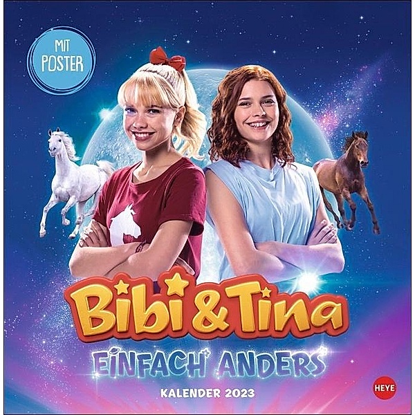 Bibi und Tina Film Broschurkalender 2023. Wandkalender mit zauberhaften Filmausschnitten aus Einfach anders. Kalender