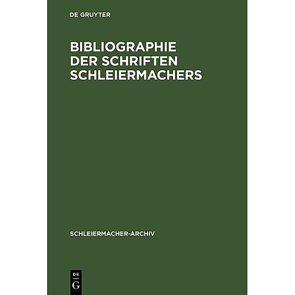 Bibliographie der Schriften Schleiermachers / Schleiermacher-Archiv Bd.9, Wichmann von Meding