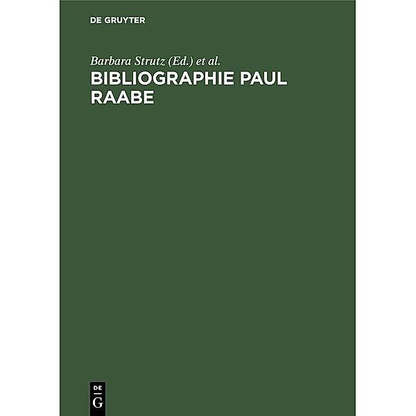 Bibliographie Paul Raabe