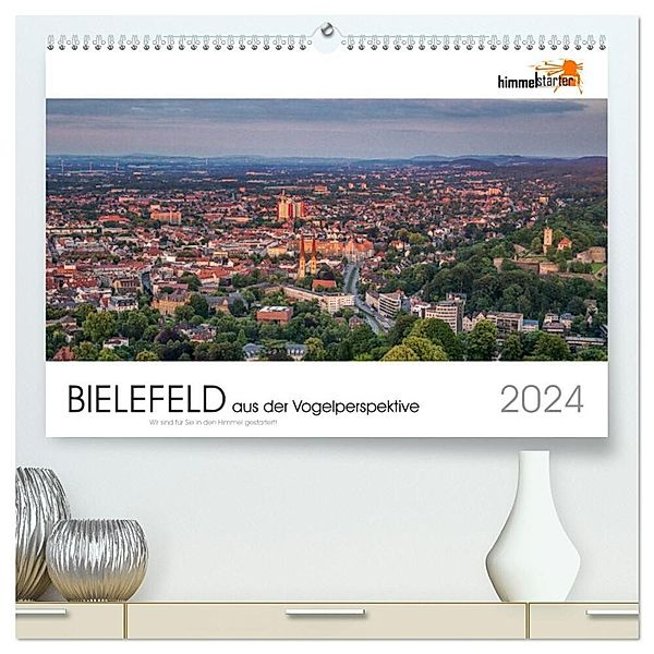 BIELEFELD aus der Vogelperspektive (hochwertiger Premium Wandkalender 2024 DIN A2 quer), Kunstdruck in Hochglanz, himmelstarter Inh. Sandra Finger