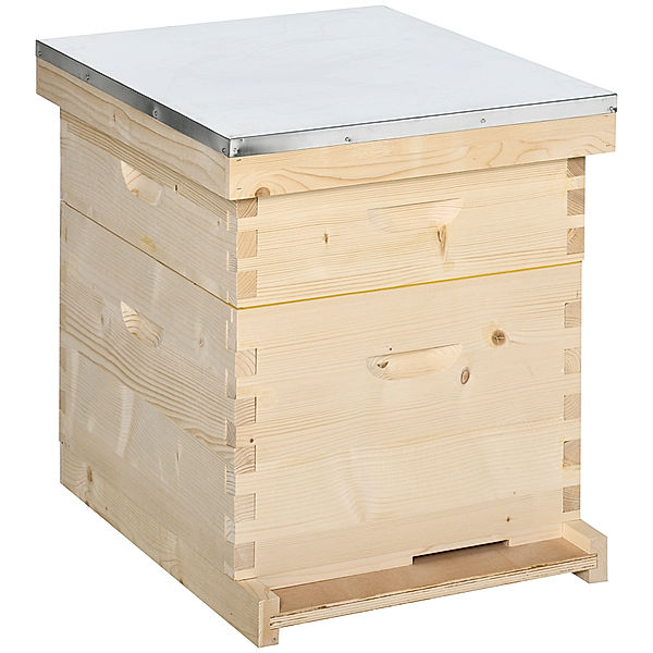 Bienenbeute mit 7 Teilen und 10 Holzrahmen natur (Farbe: natur)