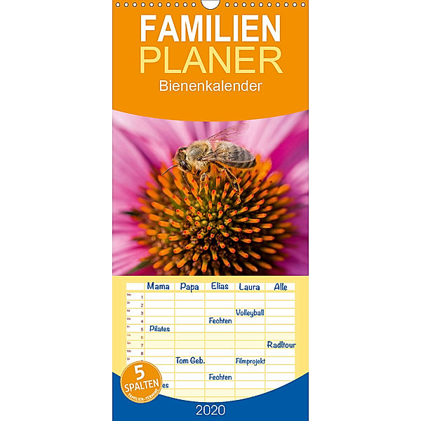 Bienenkalender - Familienplaner hoch (Wandkalender 2020 , 21 cm x 45 cm, hoch), Mark Bangert