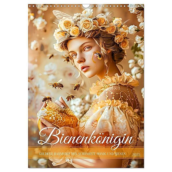 Bienenkönigin - Goldene Harmonie von Schönheit, Honig und Bienen (Wandkalender 2025 DIN A3 hoch), CALVENDO Monatskalender, Calvendo, Anja Frost